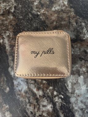 Metallic Rose Gold 'my pills' Zip Pill Case